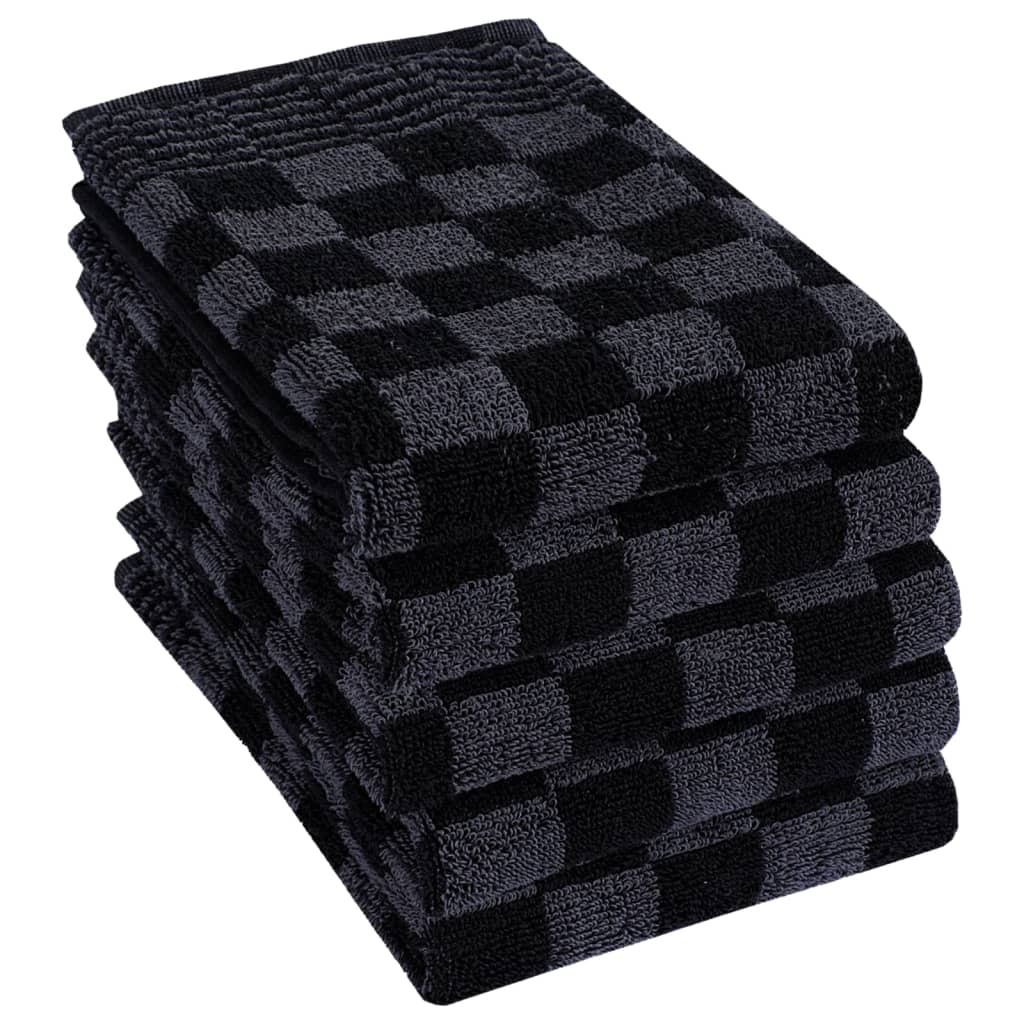 vidaXL håndklædesæt 10 stk. bomuld sort og grå