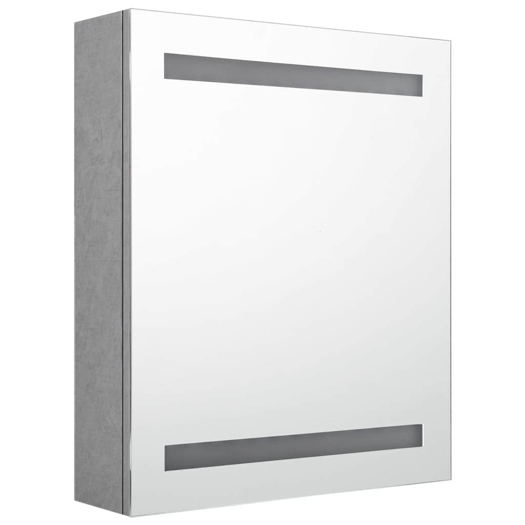 vidaXL badeværelsesskab med spejl + LED-lys 50x14x60 cm betongrå
