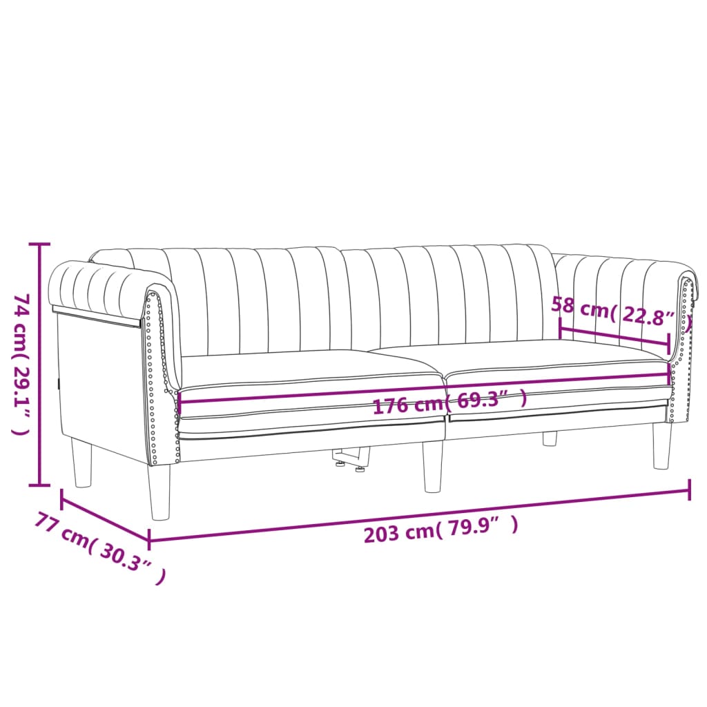 vidaXL 3-personers sofa velour lyserød