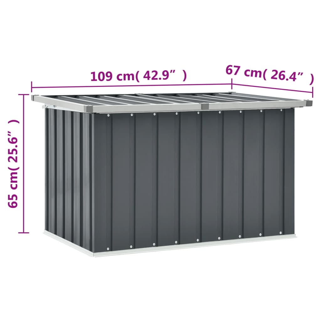 vidaXL opbevaringskasse til haven 109x67x65 cm grå