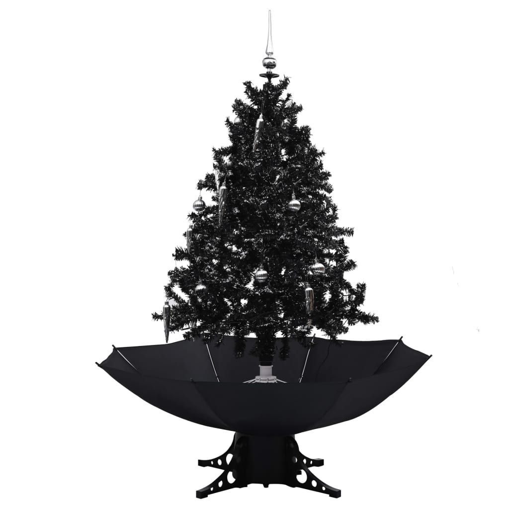 vidaXL juletræ med snefald paraplyfod 140 cm PVC sort