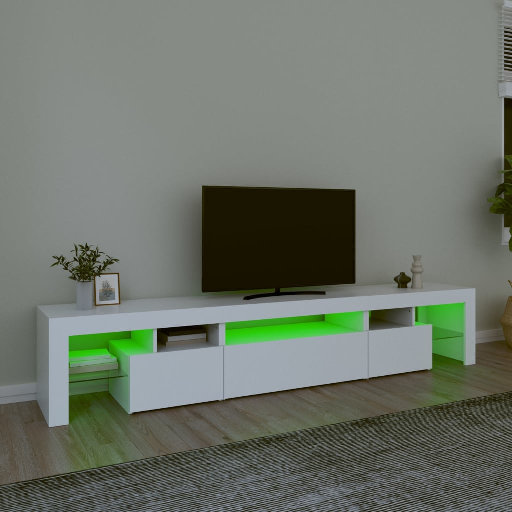 vidaXL tv-skab med LED-lys 215x36,5x40 cm hvid