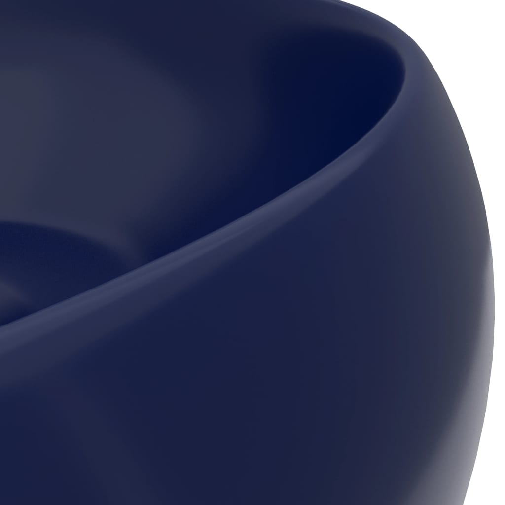vidaXL luksuriøs håndvask 40x15 cm rund keramik mat mørkeblå