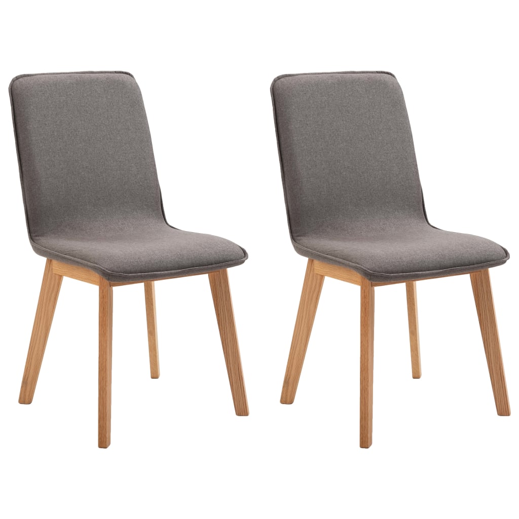 vidaXL spisebordsstole 2 stk. gråbrunt stof massivt egetræ