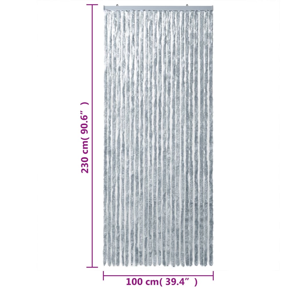 vidaXL flueforhæng 100x230 cm chenille grå og hvid