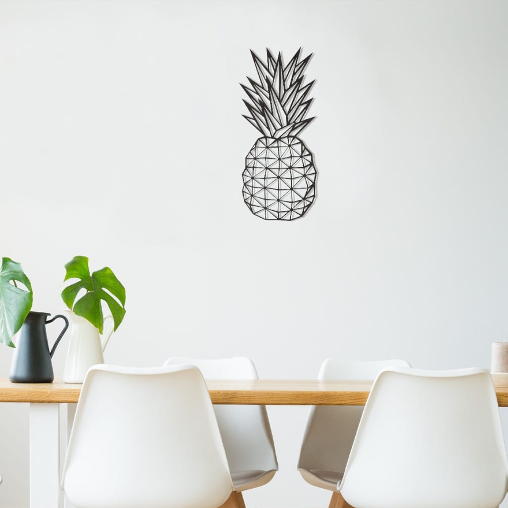 Homemania vægdekoration Pineapple 22x55 cm stål sort