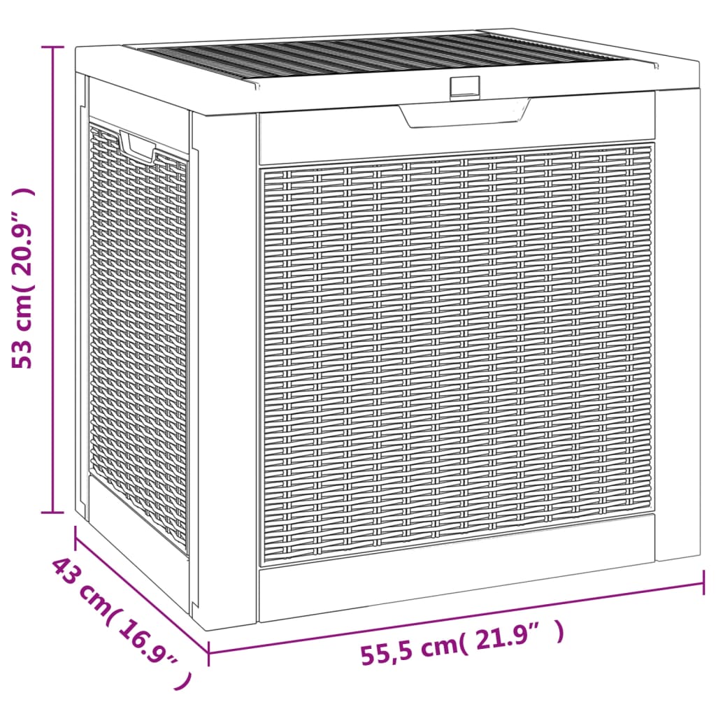 vidaXL opbevaringskasse til haven 55,5x43x53 cm polypropylen sort