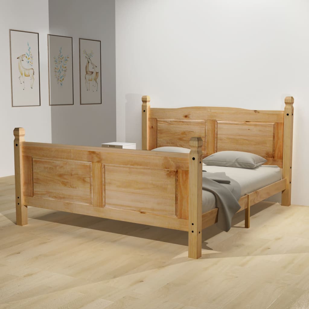 vidaXL seng med madras mexicansk fyrretræ Corona-serien 160 x 200 cm