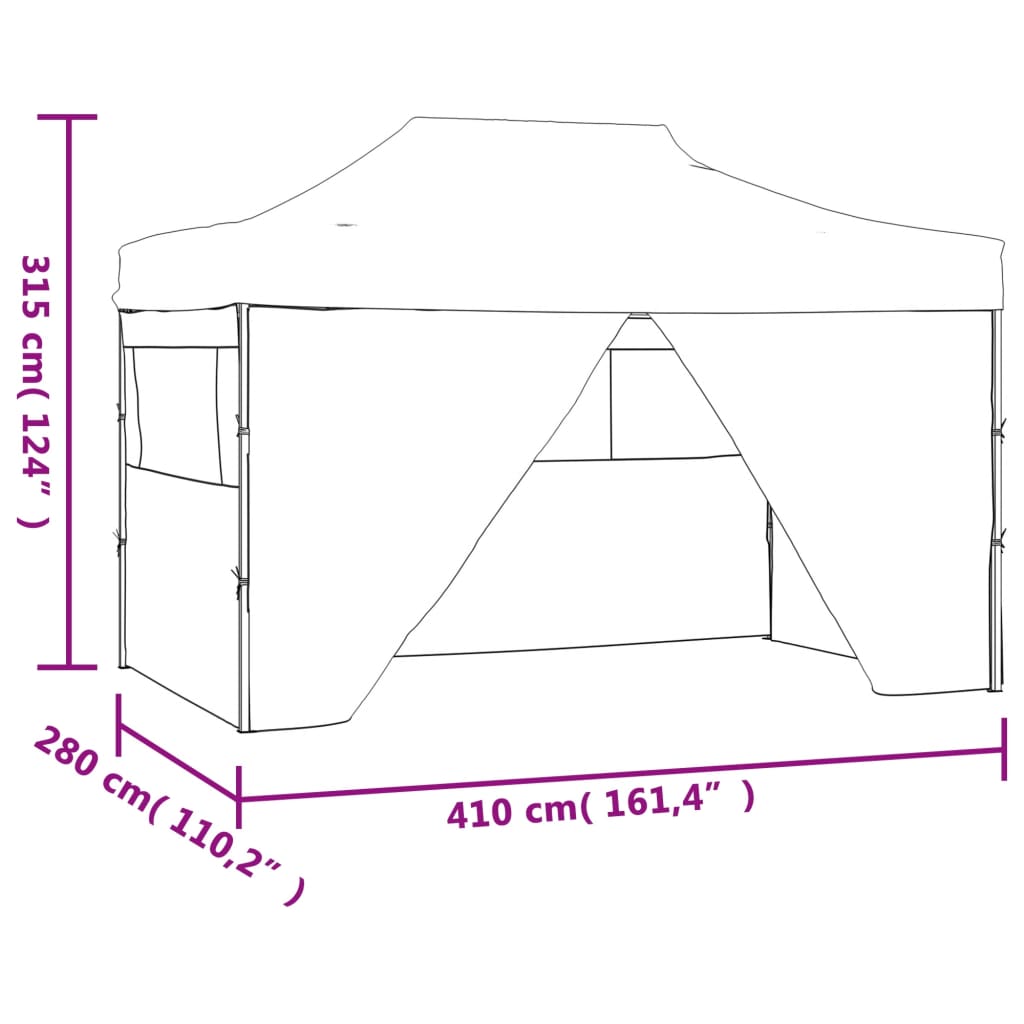 vidaXL foldbart festtelt med 4 sidevægge 3 x 4 m stål hvid