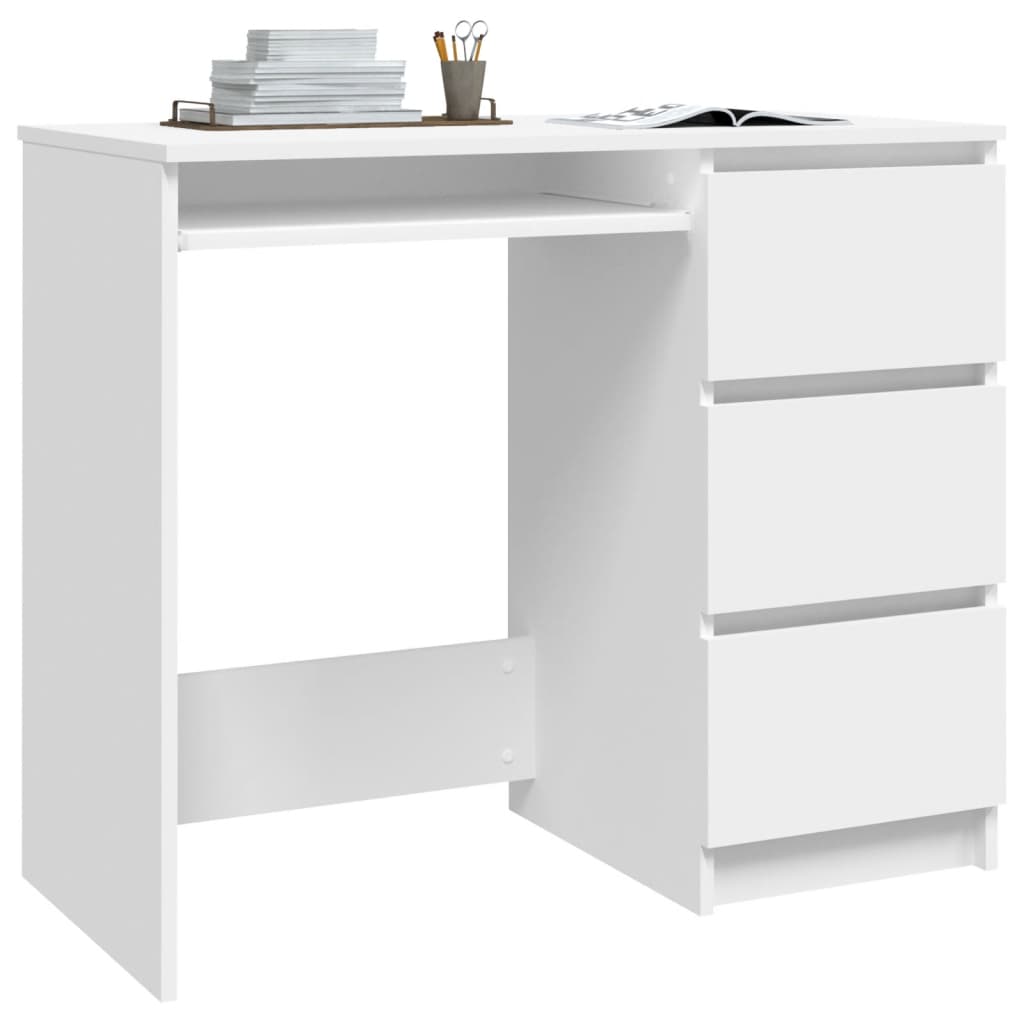 vidaXL skrivebord 90x45x76 cm spånplade hvid