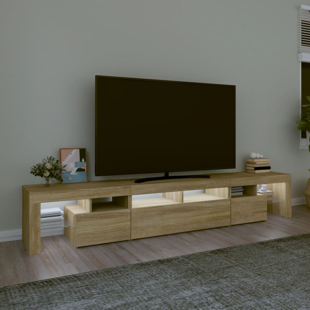 vidaXL tv-skab med LED-lys 230x36,5x40 cm sonoma-eg