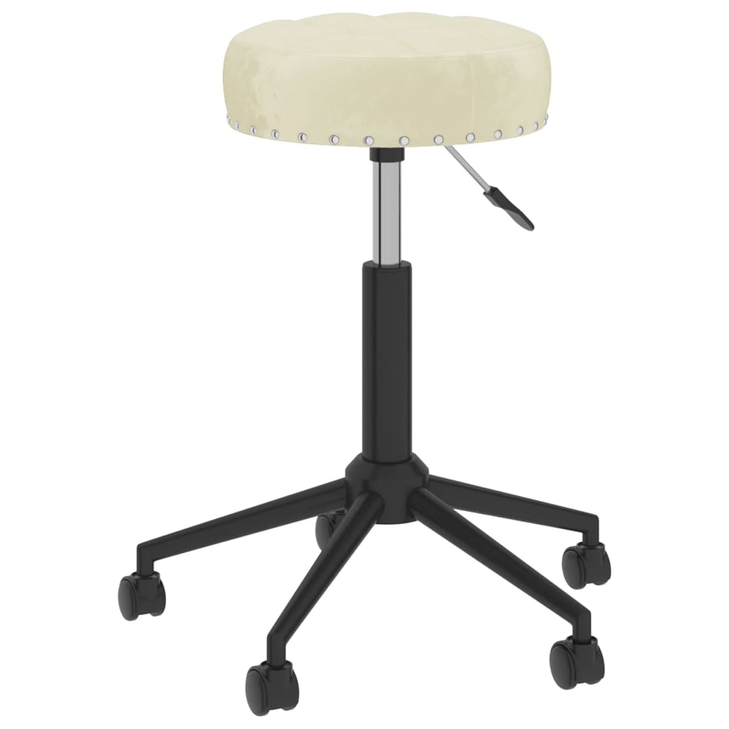 vidaXL arbejdsstol med hjul fløjl cremefarvet