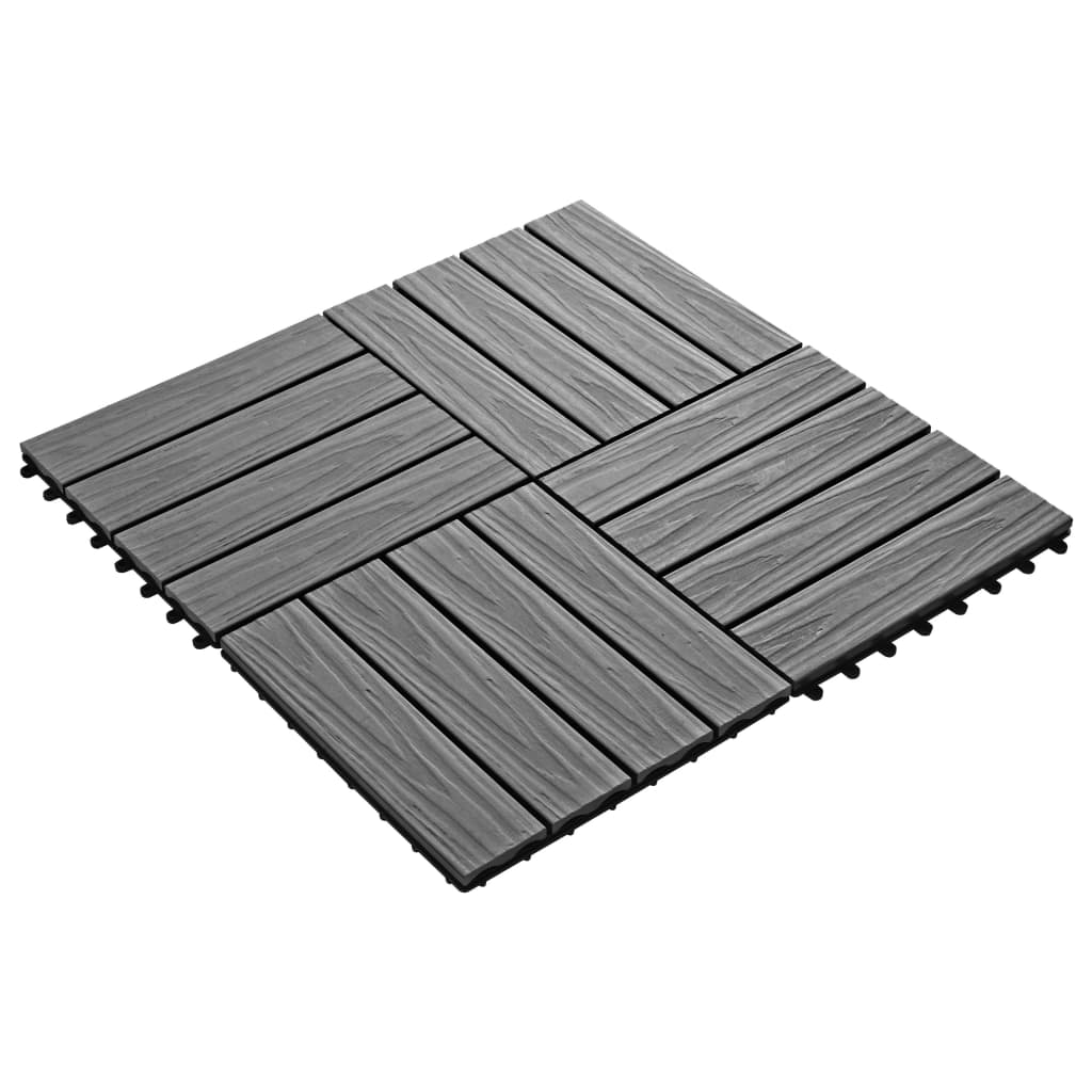 vidaXL 11 stk. terrassefliser med prægning 30x30 cm 1 m2 WPC grå