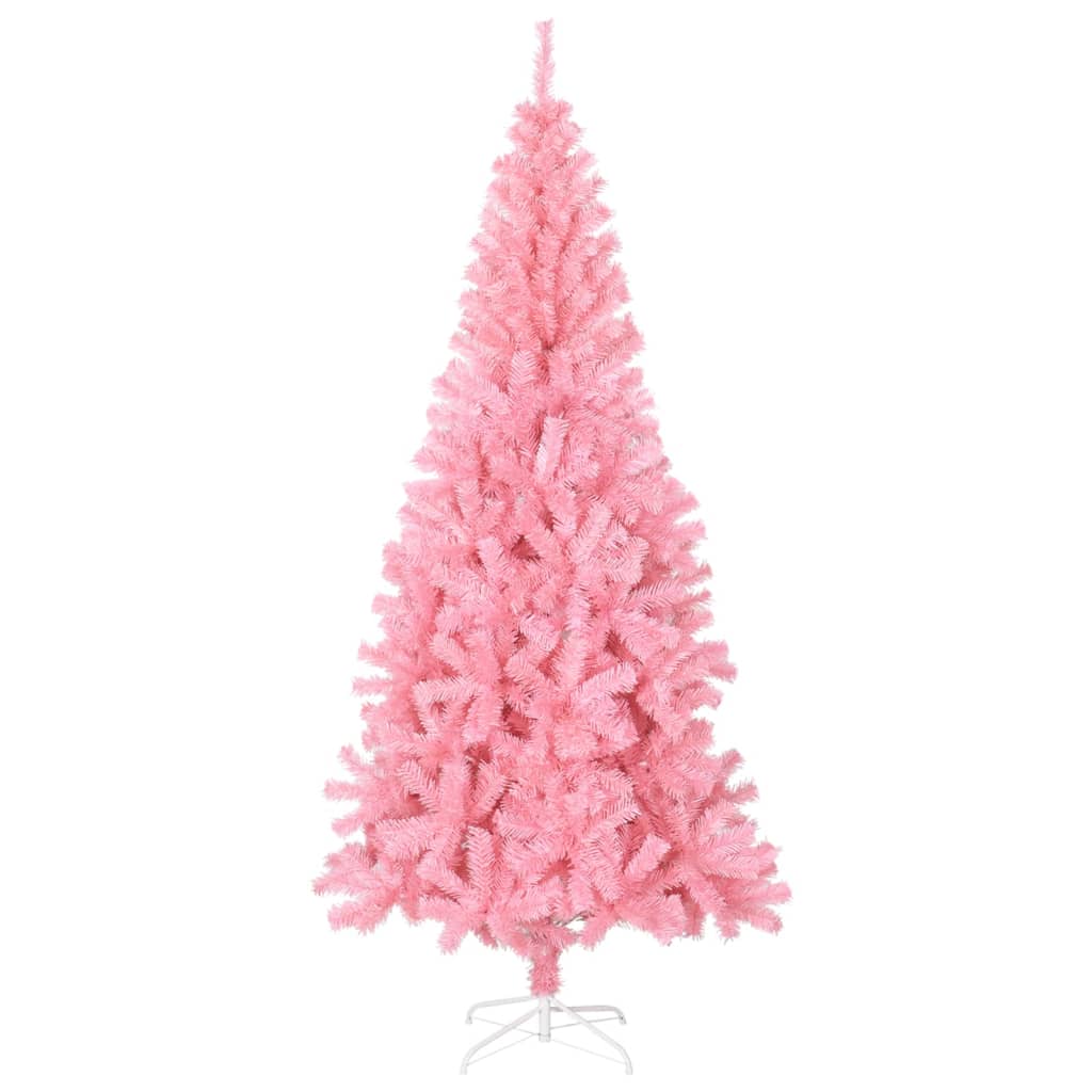 vidaXL kunstigt juletræ med juletræsfod 210 cm PVC lyserød