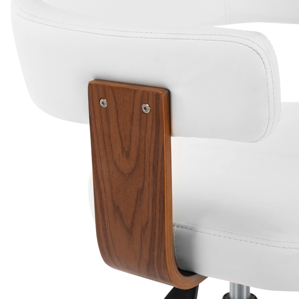 vidaXL drejelig kontorstol bøjet træ og kunstlæder hvid