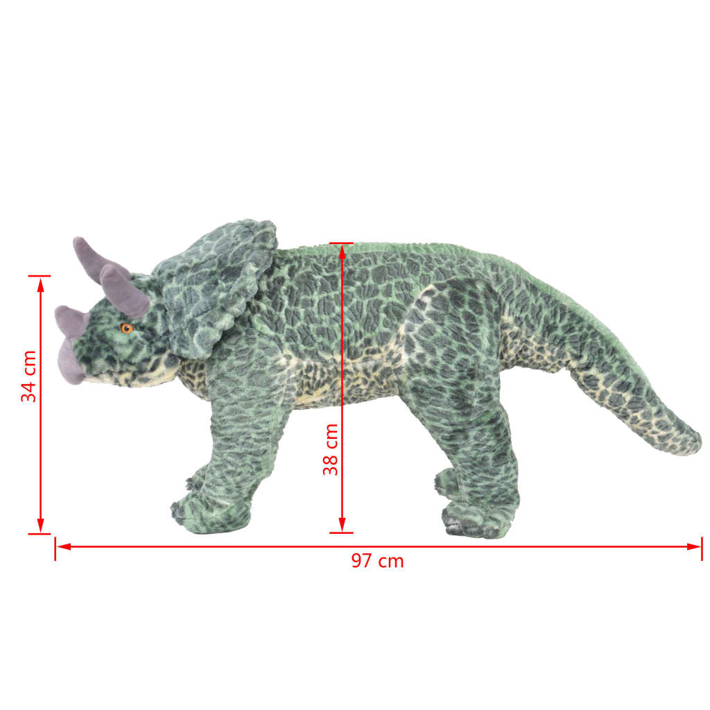 vidaXL stående tøjdyr triceratops plysstof XXL grøn
