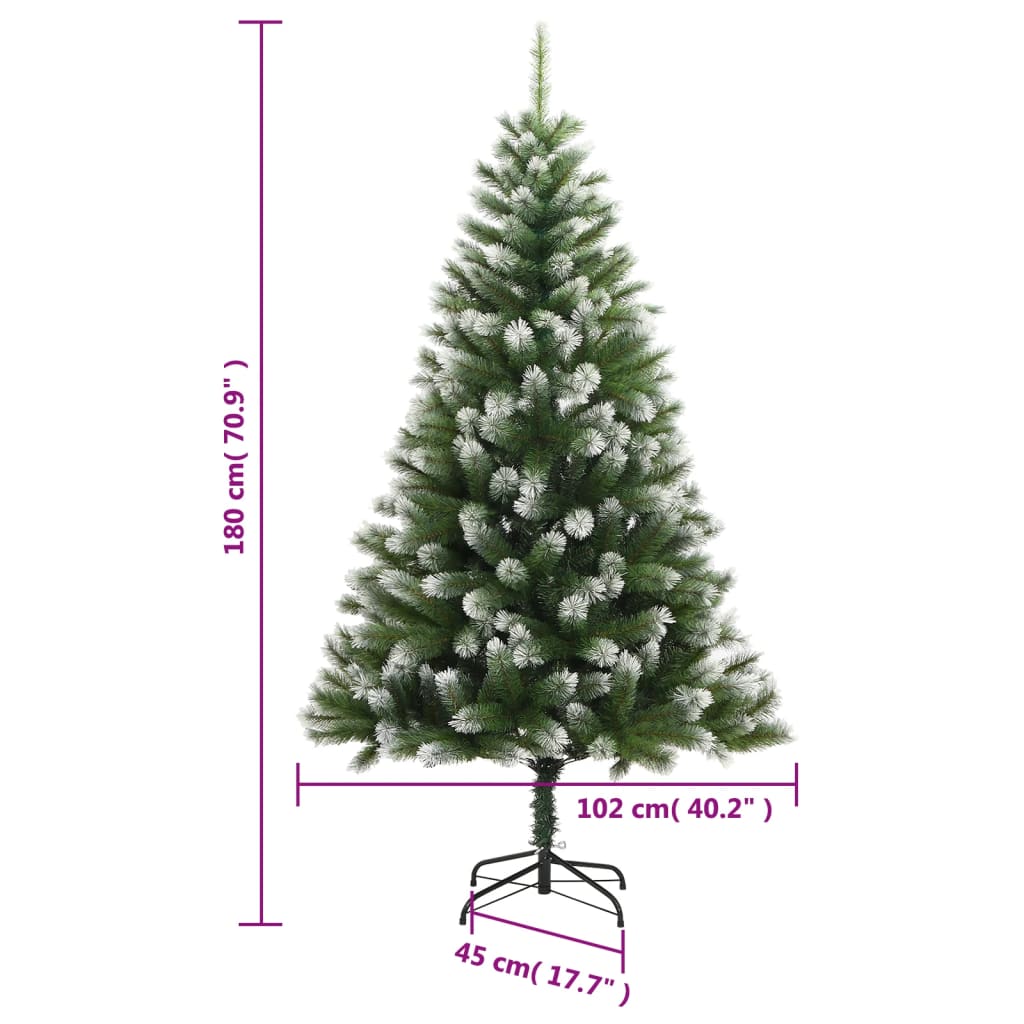 vidaXL kunstigt juletræ med 300 LED'er og sne 180 cm hængslet
