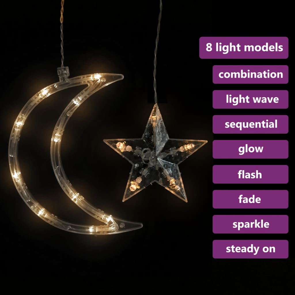 vidaXL fairy lights-lyskæder stjerne og måne 345 LED'er varm hvid