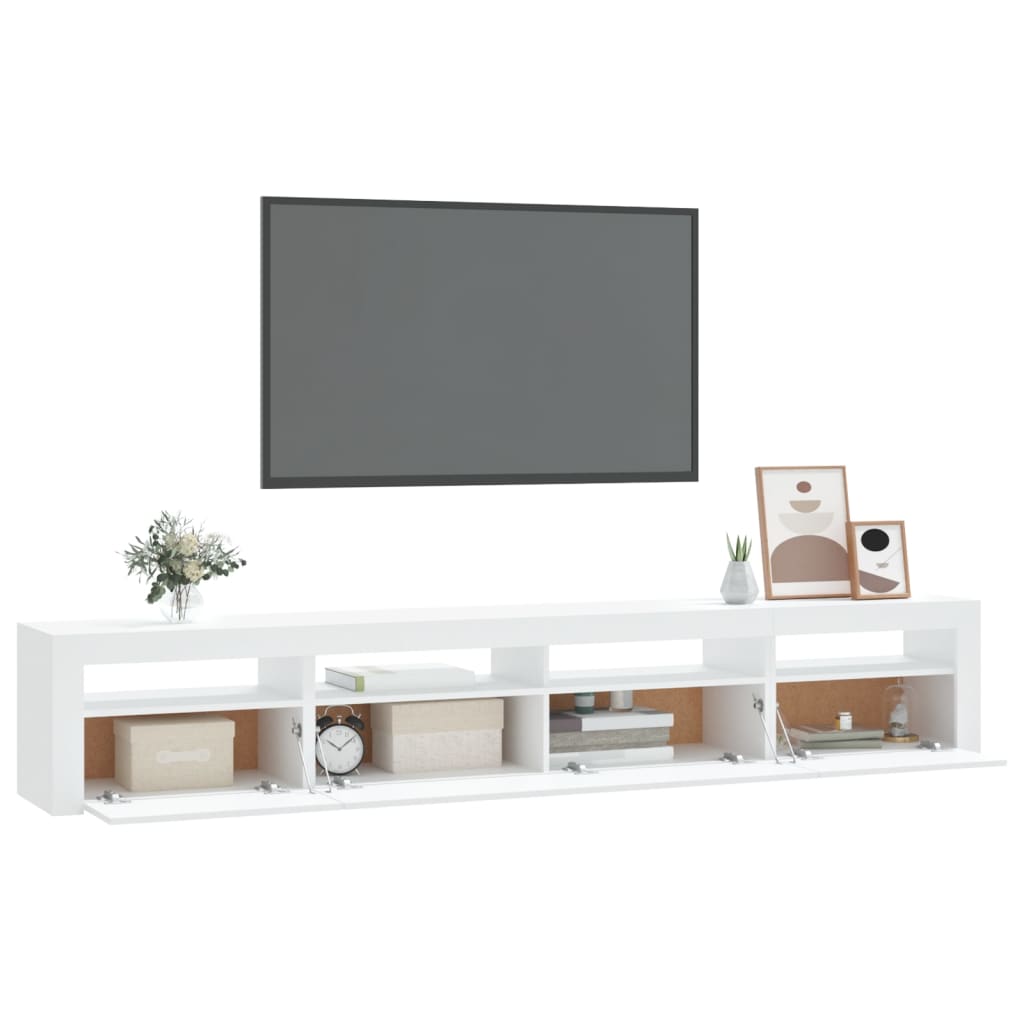 vidaXL tv-skab med LED-lys 240x35x40 cm hvid