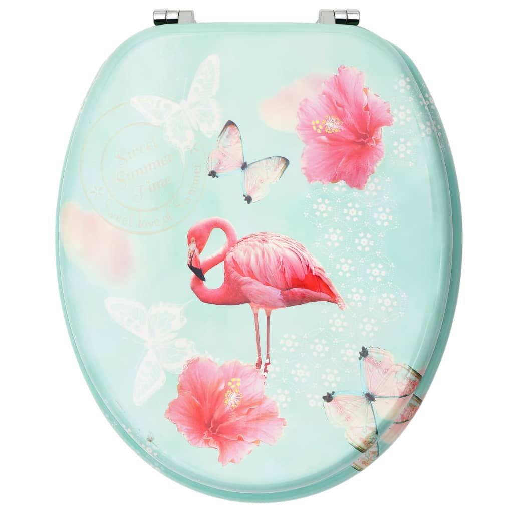 vidaXL toiletsæde med låg MDF flamingodesign