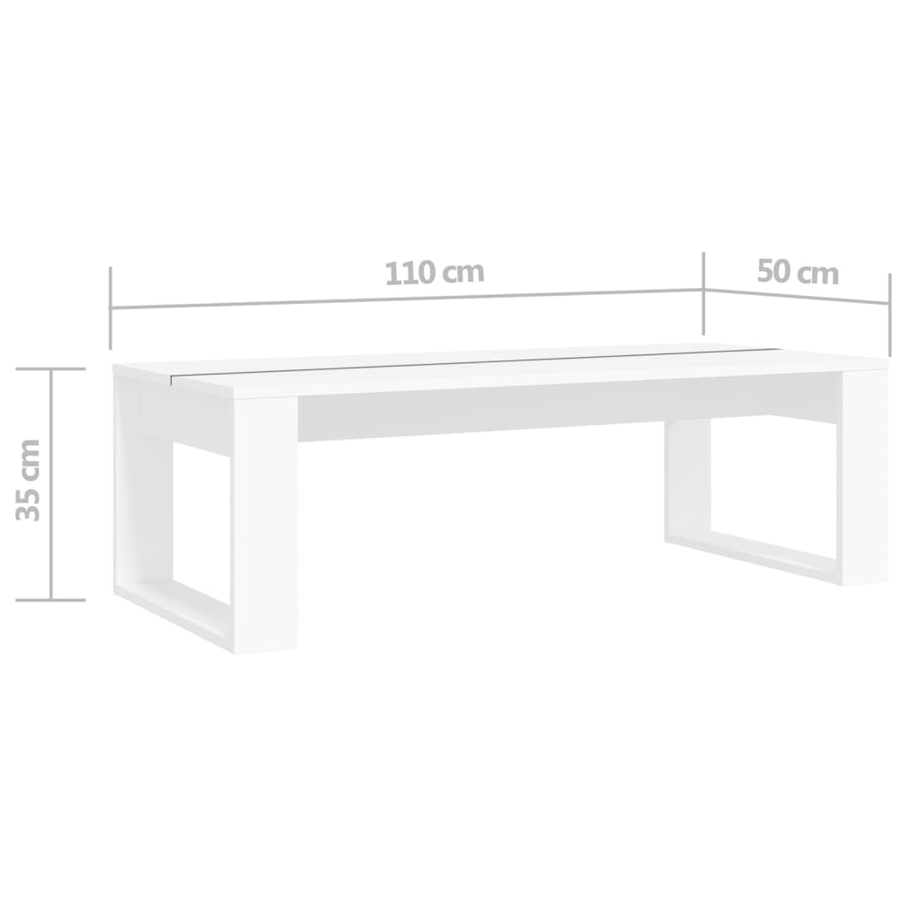 vidaXL sofabord 110x50x35 cm konstrueret træ hvid