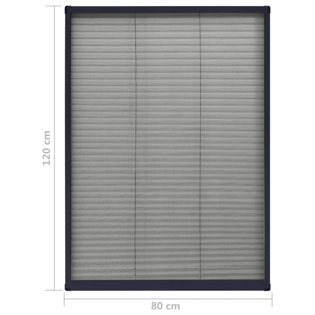 vidaXL plisseret insektnet til vinduer 80x120 cm aluminium antracitgrå