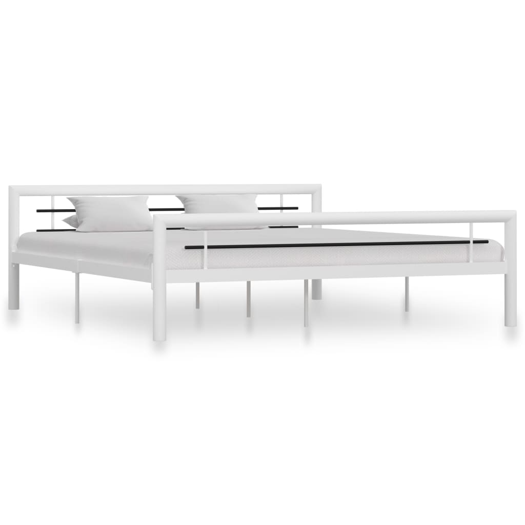 vidaXL sengestel 180x200 cm metal hvid og sort