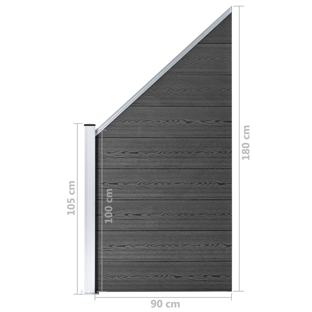 vidaXL hegnspanelsæt 619x(105-186) cm WPC sort