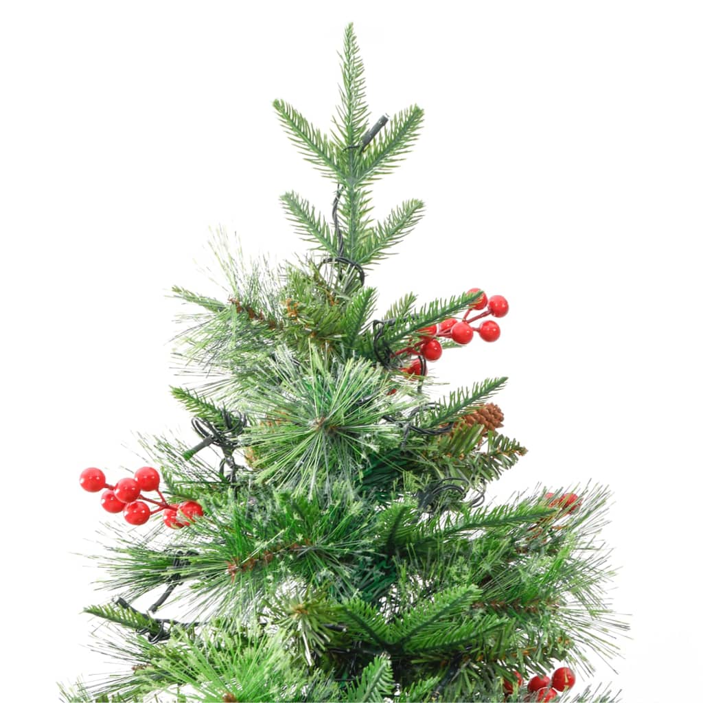 vidaXL juletræ med grankogler og lys PVC og PE 195 cm grøn