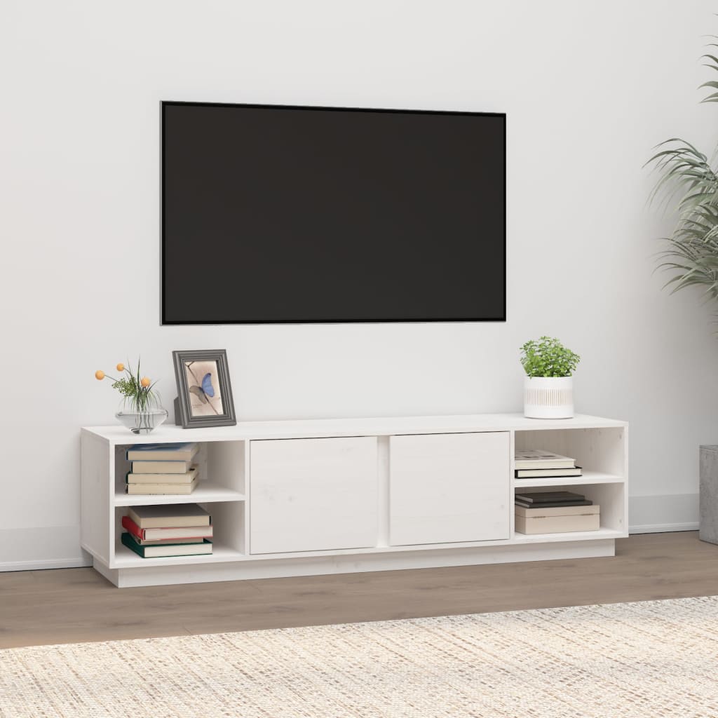 vidaXL tv-bord 156x40x40 cm massivt fyrretræ hvid