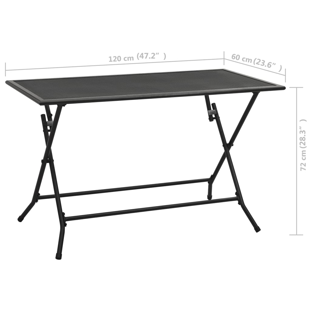 vidaXL foldbart bord 120x60x72 cm trådnet stål antracitgrå