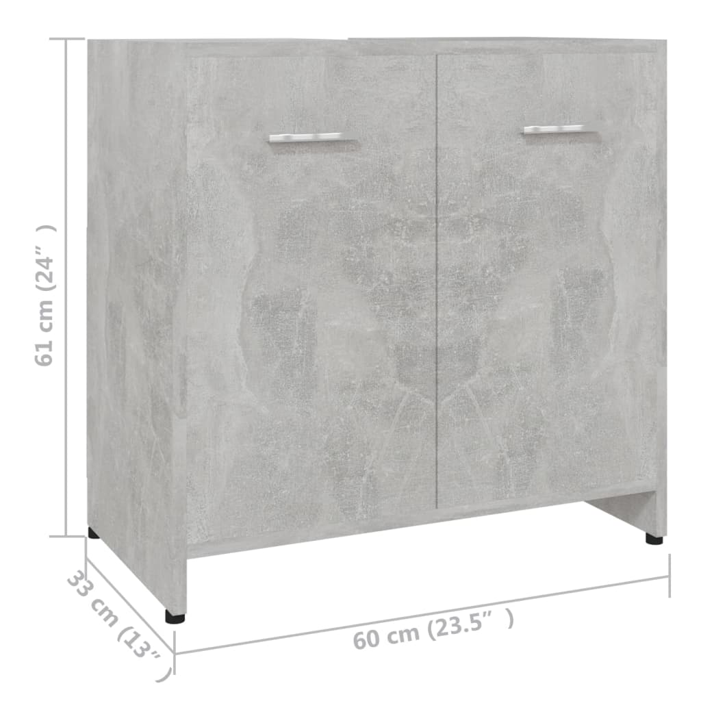 vidaXL badeværelsesskab 60x33x61 cm konstrueret træ betongrå