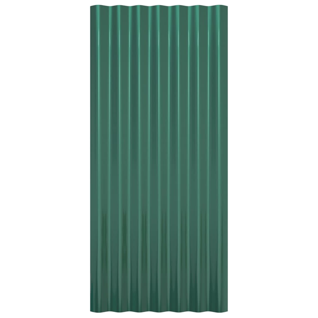 vidaXL tagplader 36 stk. 80x36 cm pulverlakeret stål grøn