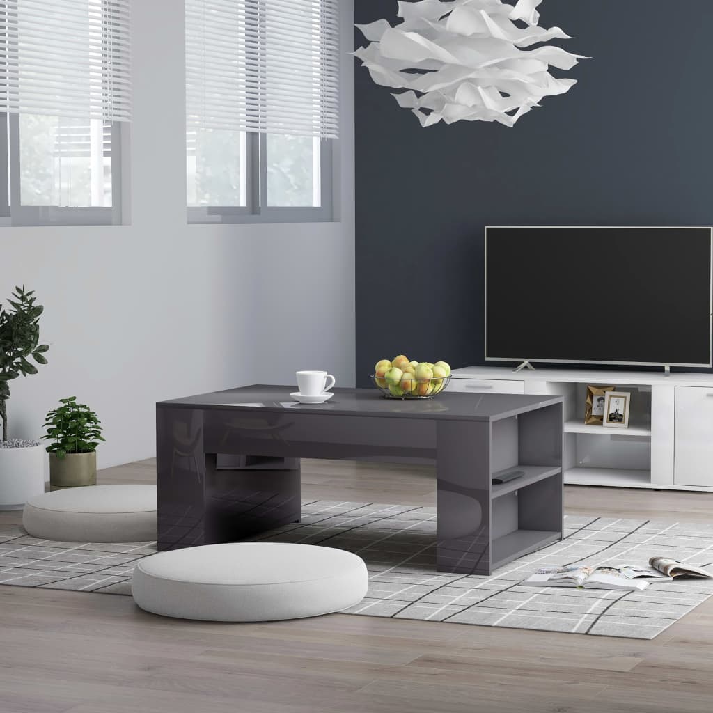 vidaXL sofabord 60x60x42 cm konstrueret træ grå højglans
