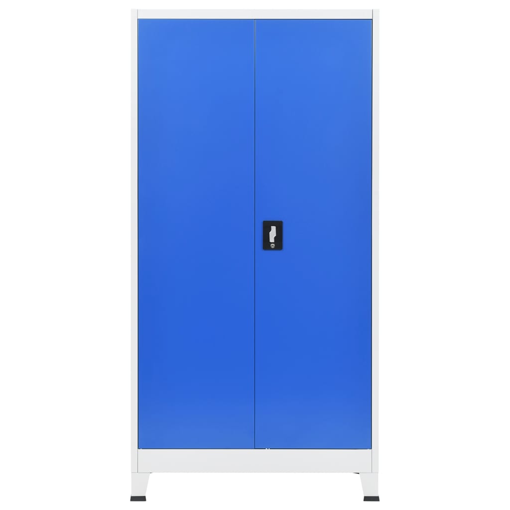 vidaXL kontorskab i metal 90 x 40 x 180 cm grå og blå