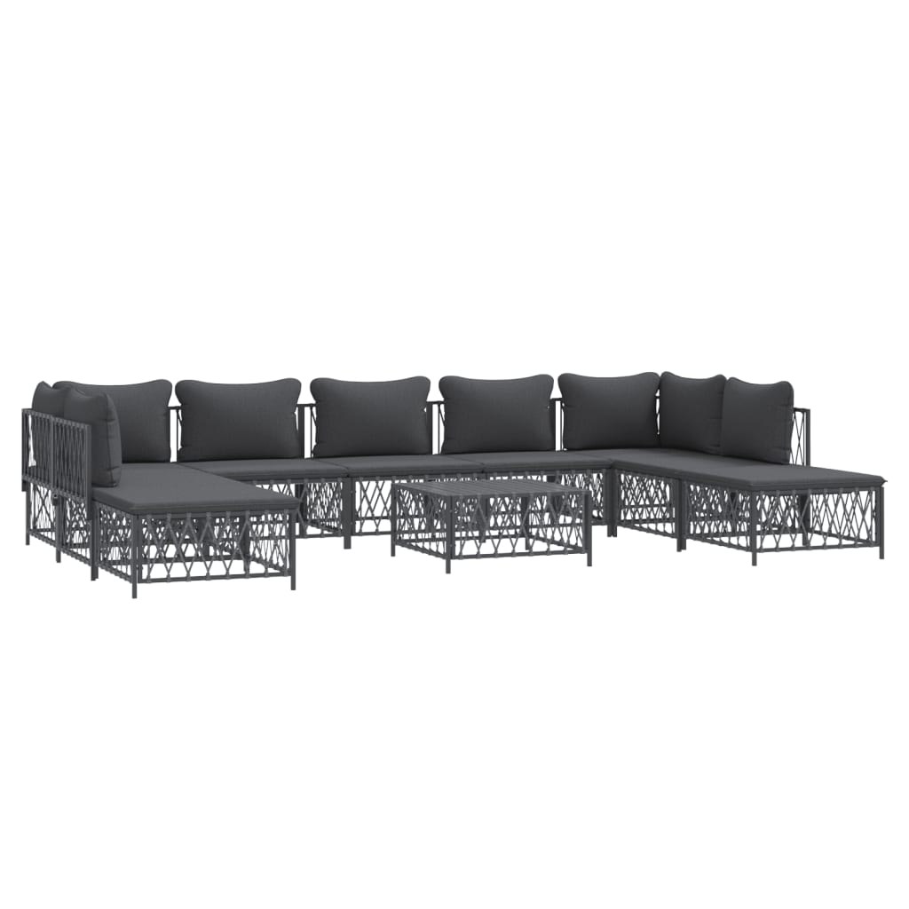 vidaXL loungesæt til haven 10 dele med hynder stål antracitgrå
