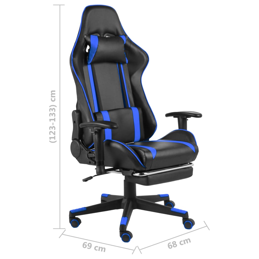 vidaXL drejelig gamingstol med fodstøtte PVC blå