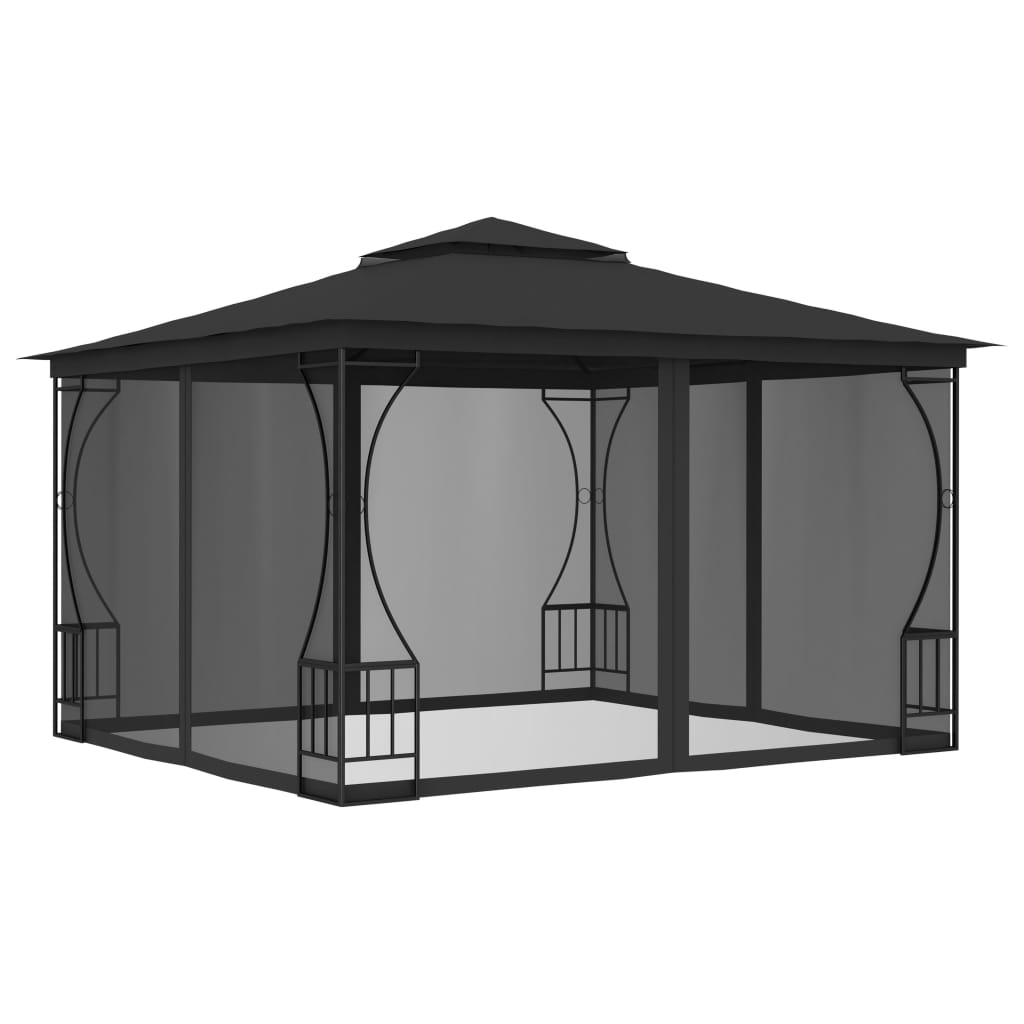 vidaXL pavillon med net 300x300x265 cm antracitgrå