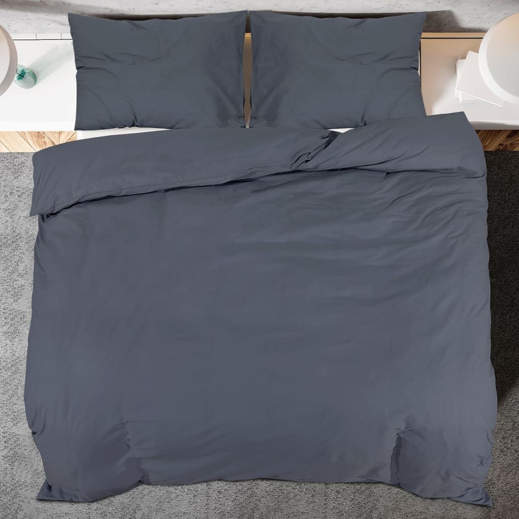 vidaXL sengetøj 260x240 cm bomuld hvid og brun