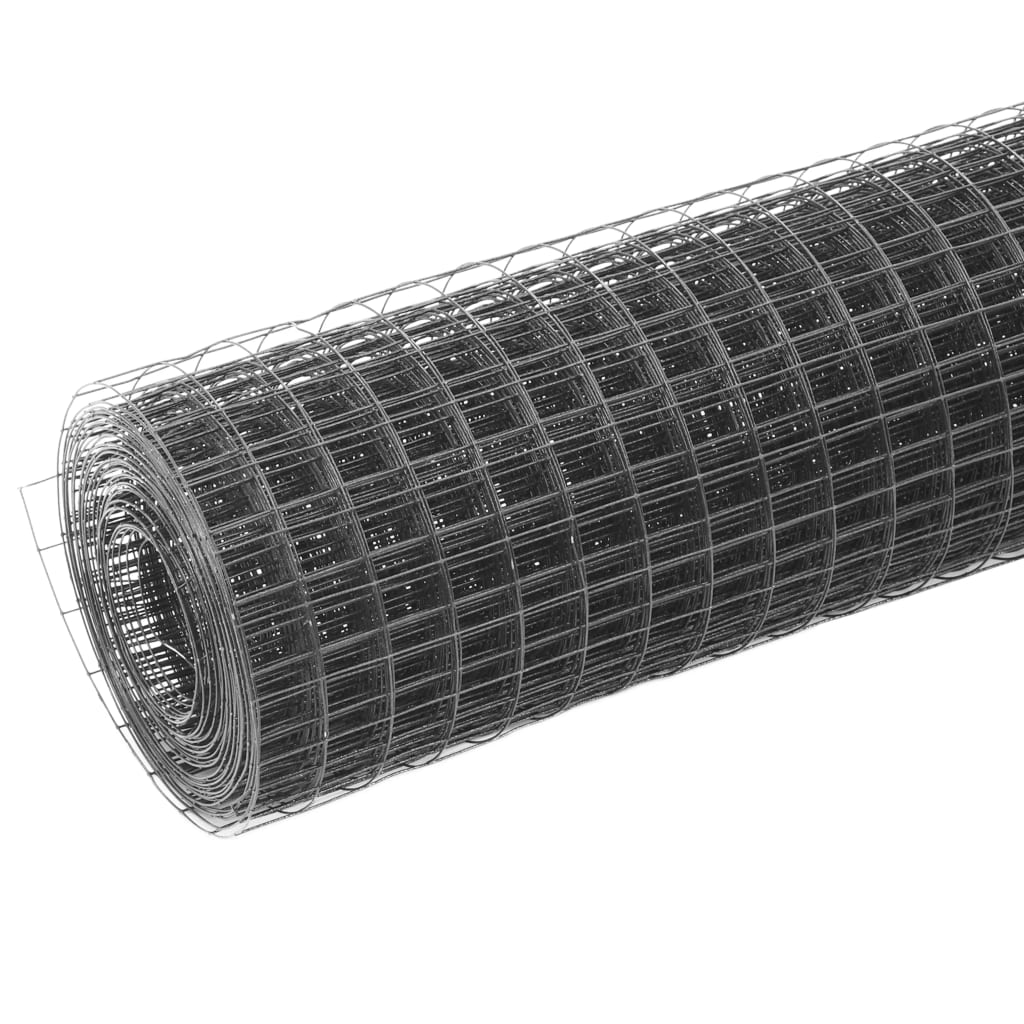 vidaXL hønsenet stål med PVC-belægning 25 x 0,5 m grå