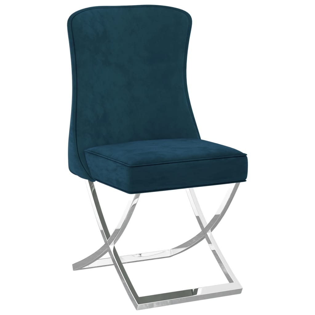 vidaXL spisebordsstol 53x52x98 cm fløjl rustfrit stål blå