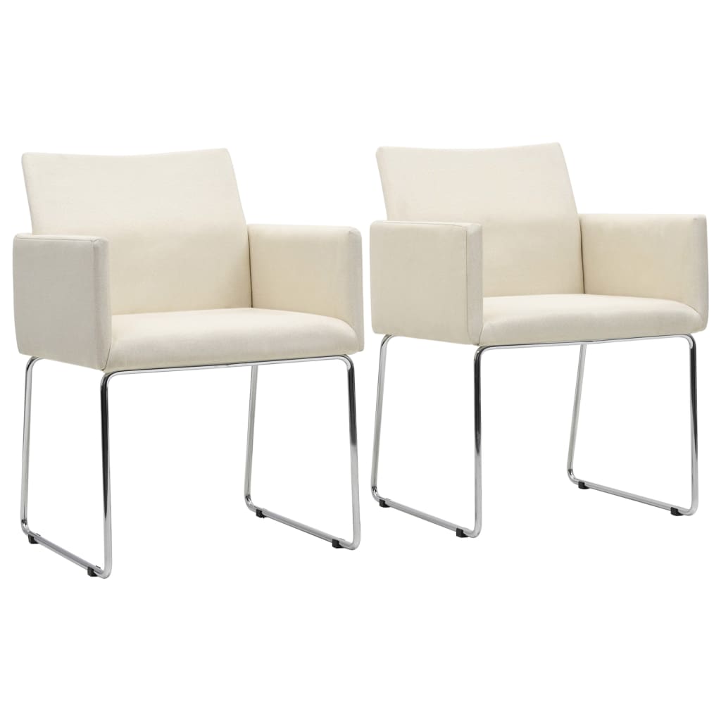 vidaXL spisebordsstole 2 stk. stof hør-look hvid