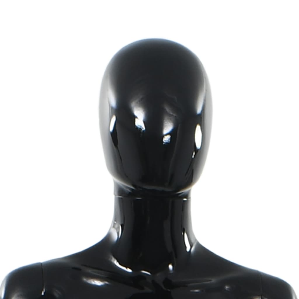 vidaXL mannequin kvinde fuld figur glassokkel sort højglans 175 cm
