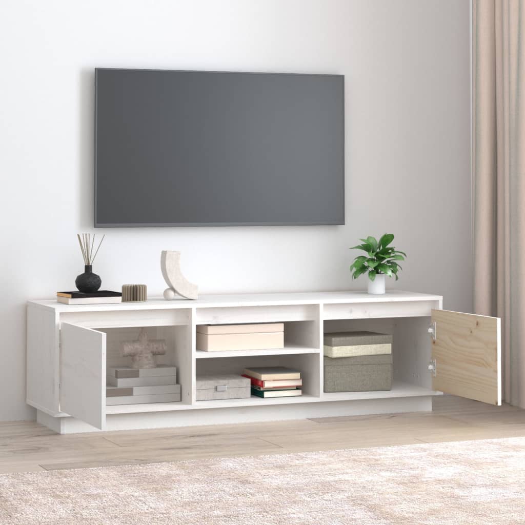 vidaXL tv-bord 140x35x40 cm massivt fyrretræ hvid