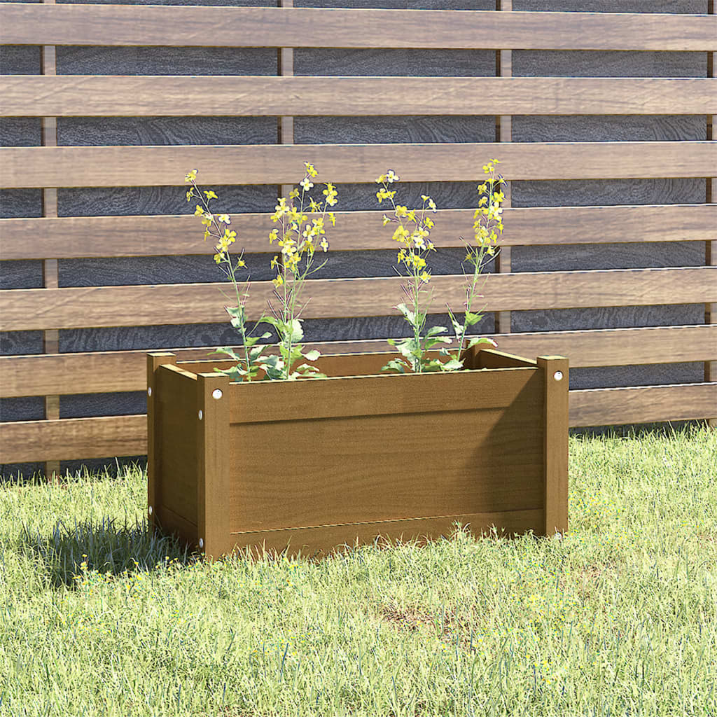 vidaXL plantekasse 60x31x31 cm massivt fyrretræ gyldenbrun