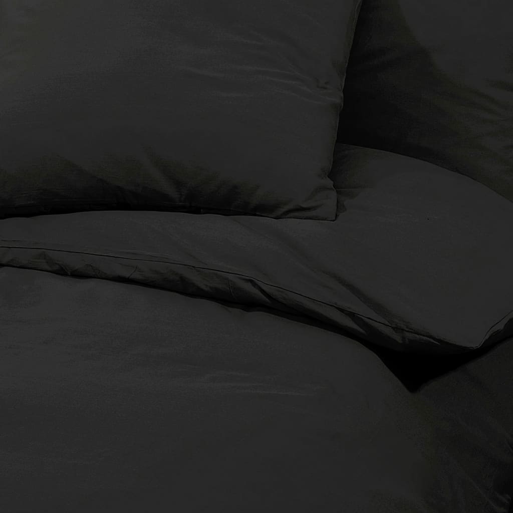 vidaXL sengetøj 155x220 cm bomuld sort