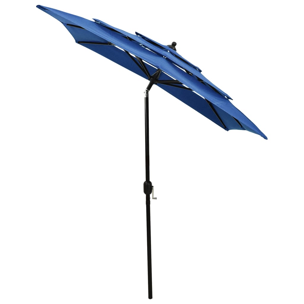 vidaXL parasol med aluminiumsstang i 3 niveauer 2x2 m azurblå