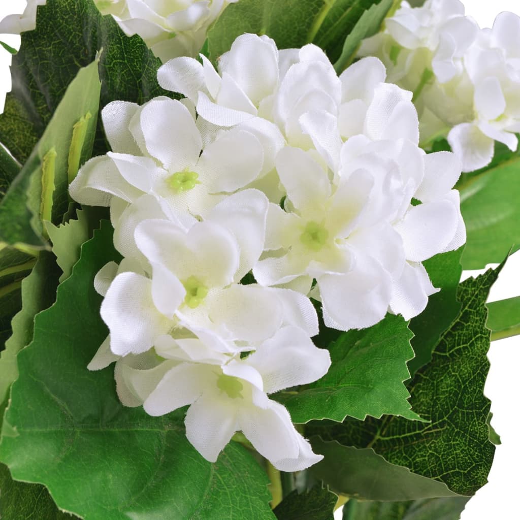 vidaXL kunstig hortensia-plante med urtepotte 60 cm hvid