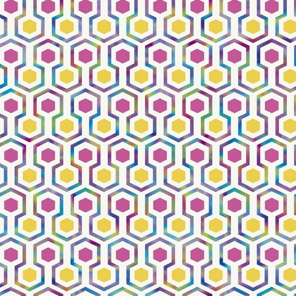 Noordwand tapet Good Vibes Hexagon Pattern pink og gul