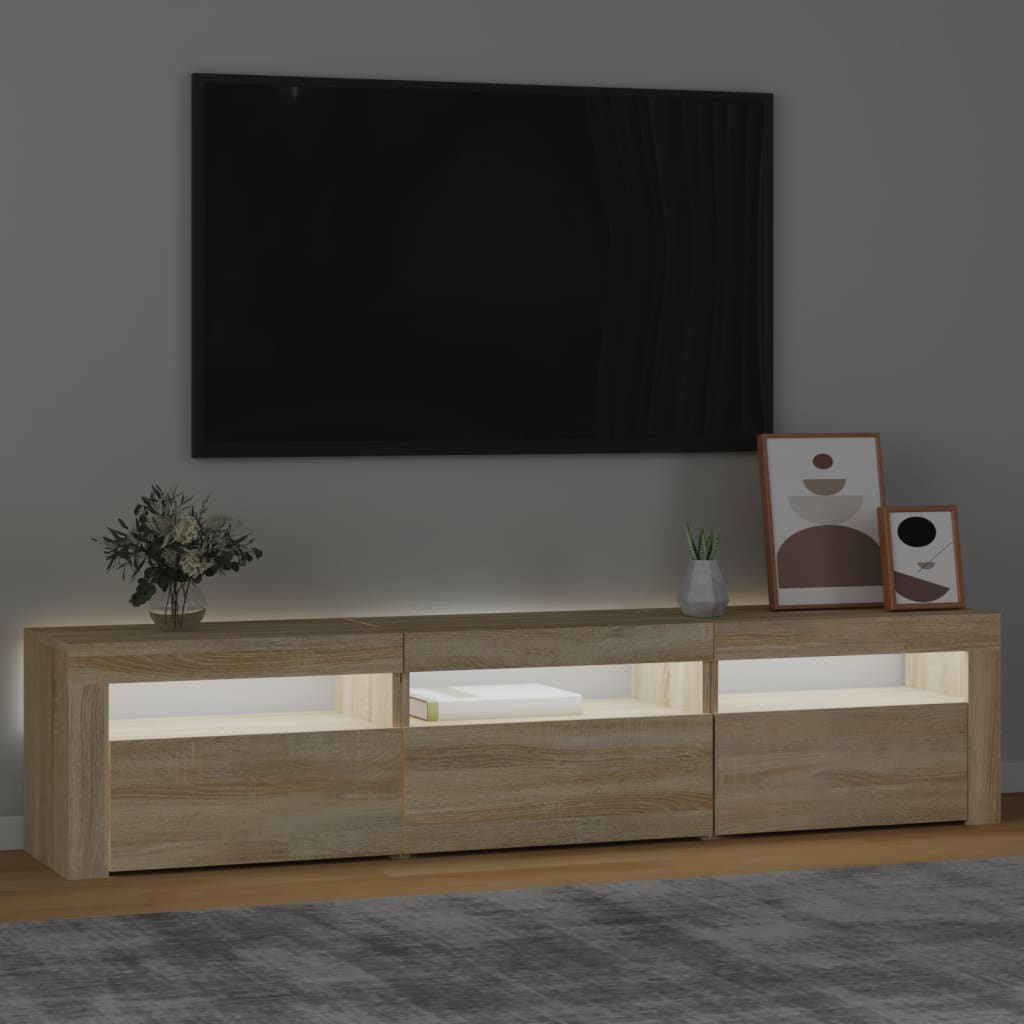 vidaXL tv-bord med LED-lys 180x35x40 cm sonoma-eg